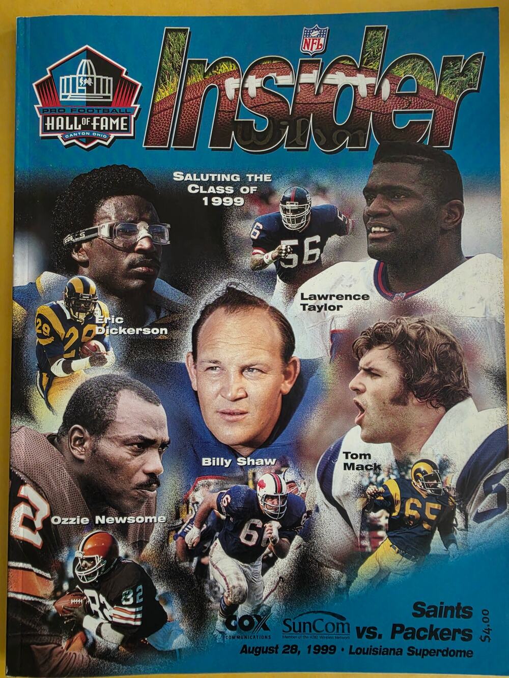 Insider HOF Class of 99 Aug 28, Saints vs Packers Excell Cond JAKE Delhomme Sign